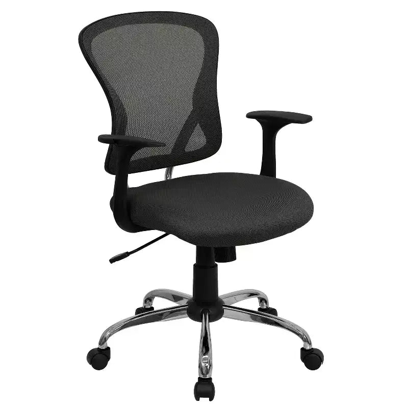 Mid-Back Mesh Swivel Task Office Chair with Chrome Base & Fixed Arms