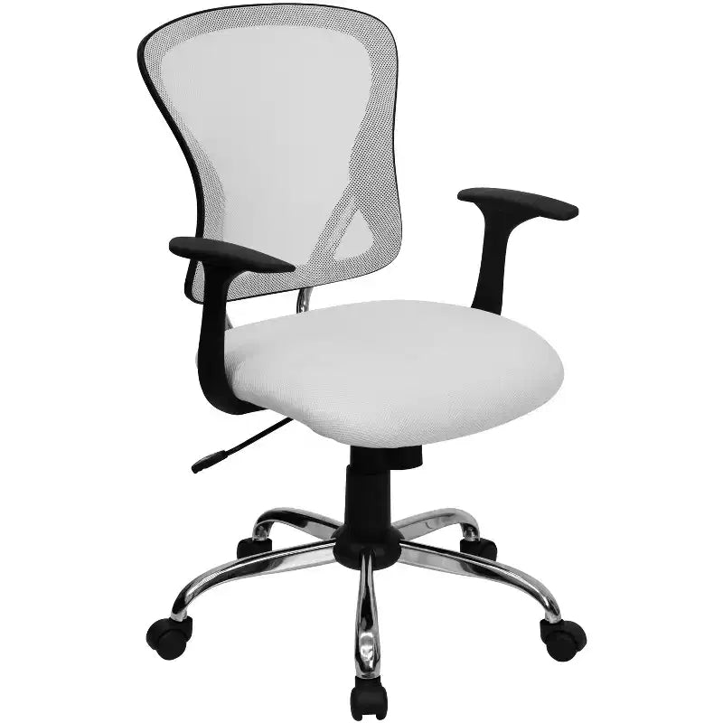 Mid-Back Mesh Swivel Task Office Chair with Chrome Base & Fixed Arms