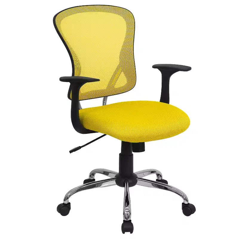 Mid-Back Mesh Swivel Task Office Chair with Chrome Base & Fixed Arms
