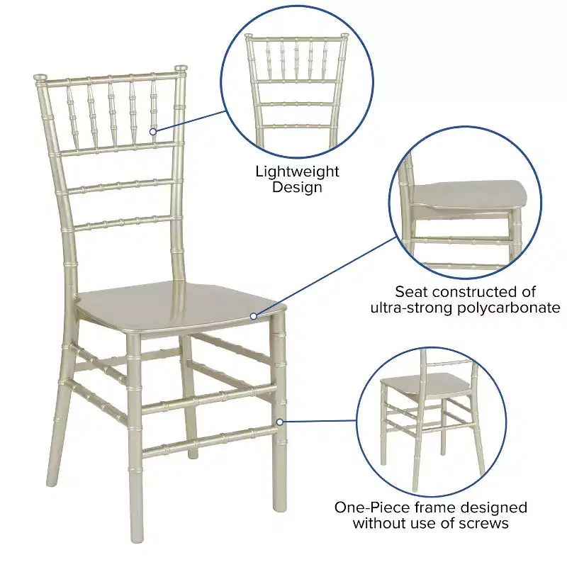 Resin Stackable Chiavari Chair – 1000 lb Capacity, Indoor & Outdoor, Fully Assembled