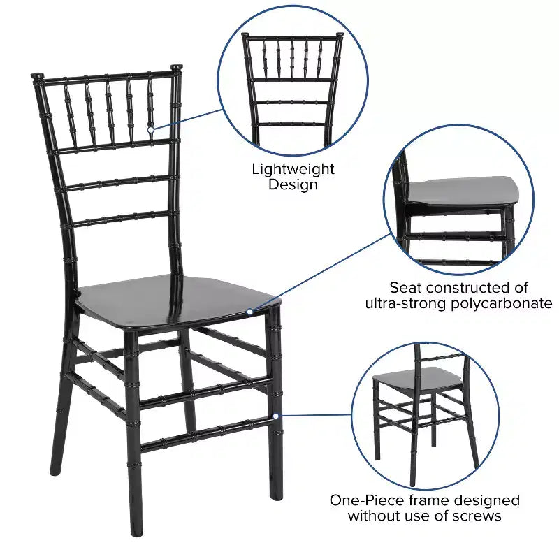 Resin Stackable Chiavari Chair – 1000 lb Capacity, Indoor & Outdoor, Fully Assembled