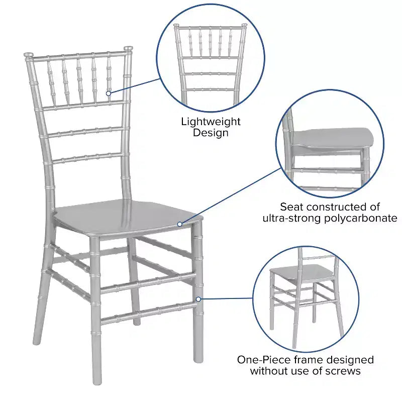 Resin Stackable Chiavari Chair – 1000 lb Capacity, Indoor & Outdoor, Fully Assembled