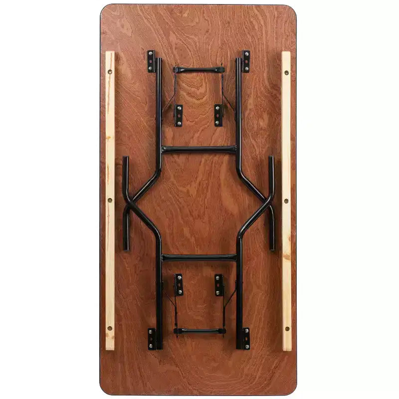 5-Foot Rectangular Wood Folding Banquet Table – Seats 6, 485 lb Capacity, Commercial Grade
