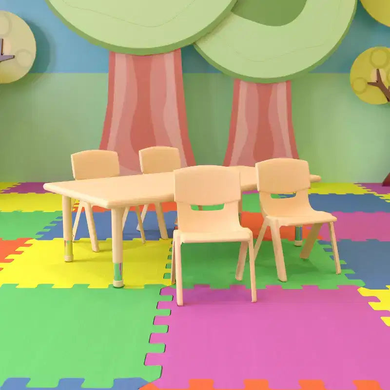 Kids Height Adjustable Activity Table Set with 4 Chairs – 24x48", Plastic, Ages 1-3
