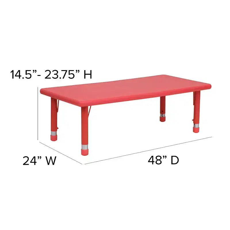 Kids Height Adjustable Activity Table Set with 4 Chairs – 24x48", Plastic, Ages 1-3