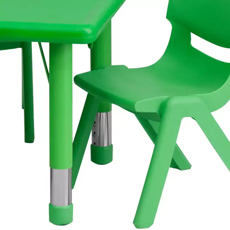 Kids Height Adjustable Activity Table Set with 4 Chairs – 24x48", Plastic, Ages 1-3
