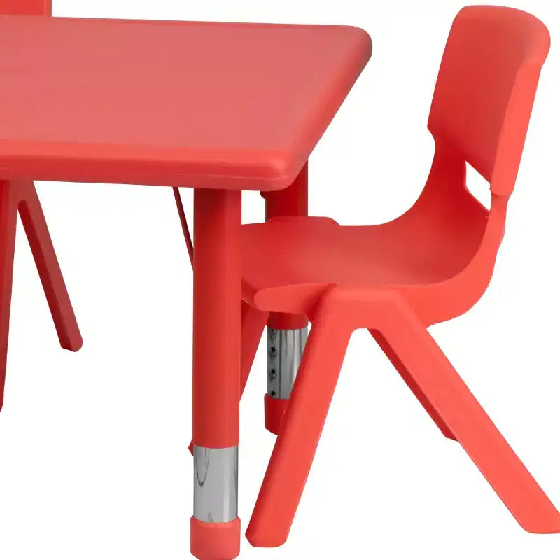 Kids Height Adjustable Activity Table Set with 4 Chairs – 24x48", Plastic, Ages 1-3