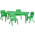 Kids Height Adjustable Activity Table Set with 4 Chairs – 24x48", Plastic, Ages 1-3