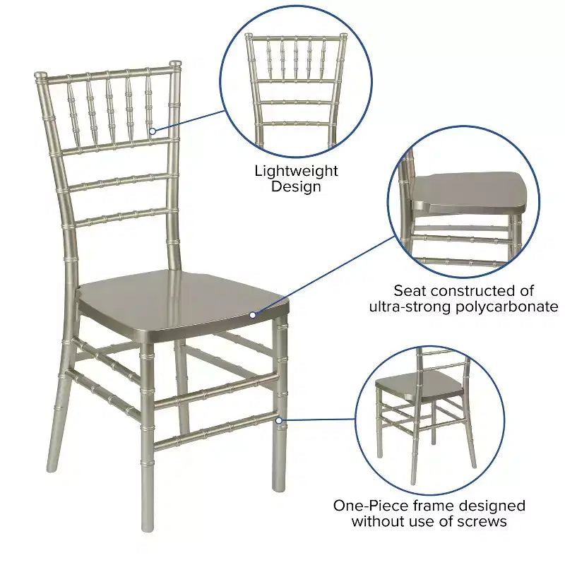 Resin Stacking Chiavari Chair for Weddings & Events – 1000 lb, Indoor & Outdoor