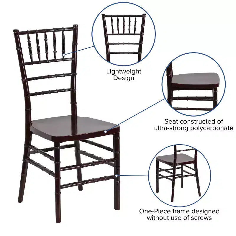 Resin Stacking Chiavari Chair for Weddings & Events – 1000 lb, Indoor & Outdoor