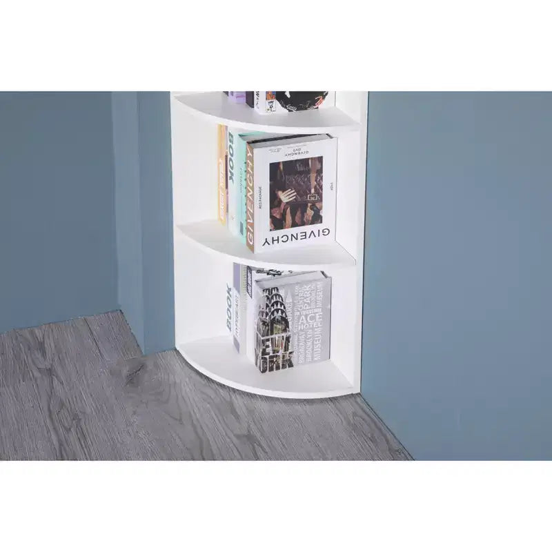 4-Tier Wooden Corner Bookshelf White – 51"H, Compact Design for Home & Office