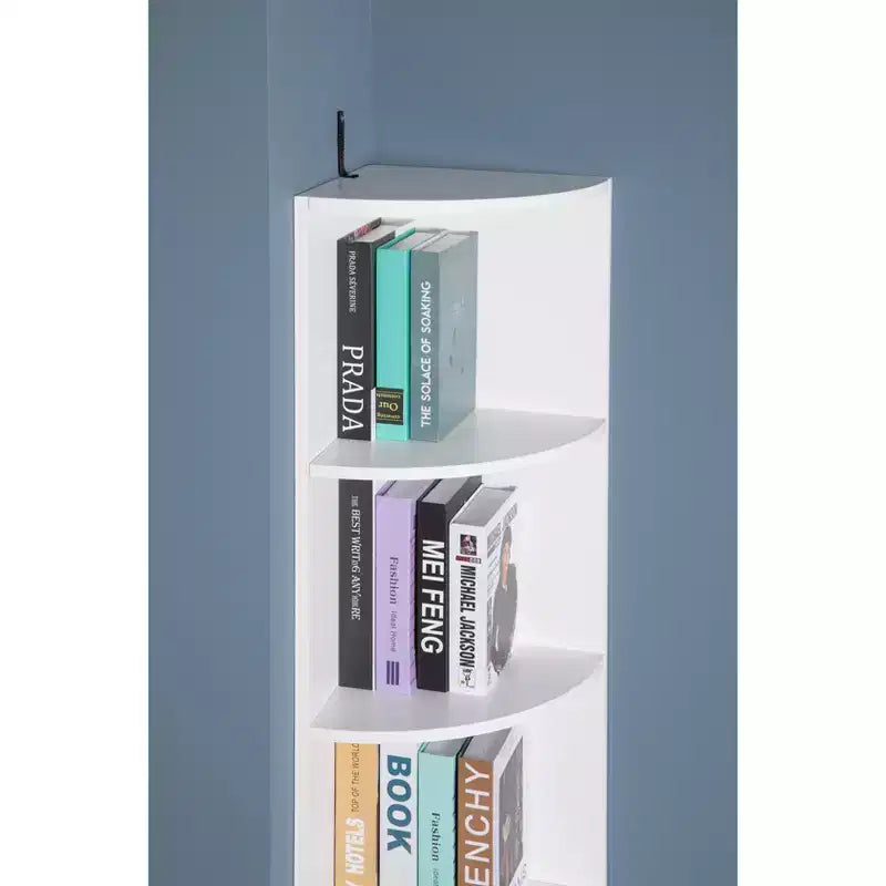4-Tier Wooden Corner Bookshelf White – 51"H, Compact Design for Home & Office