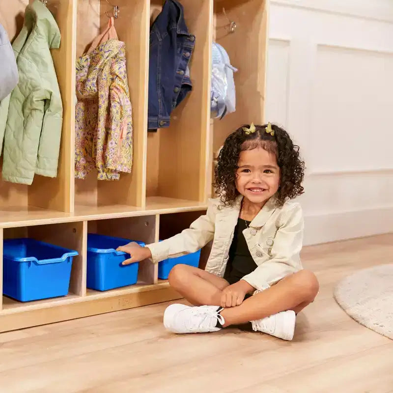 5-Section Kids Coat Locker with Bench & 5 Storage Bins – Birch Wood, GREENGUARD Gold