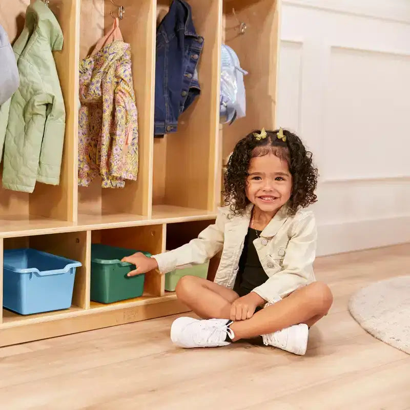 5-Section Kids Coat Locker with Bench & 5 Storage Bins – Birch Wood, GREENGUARD Gold