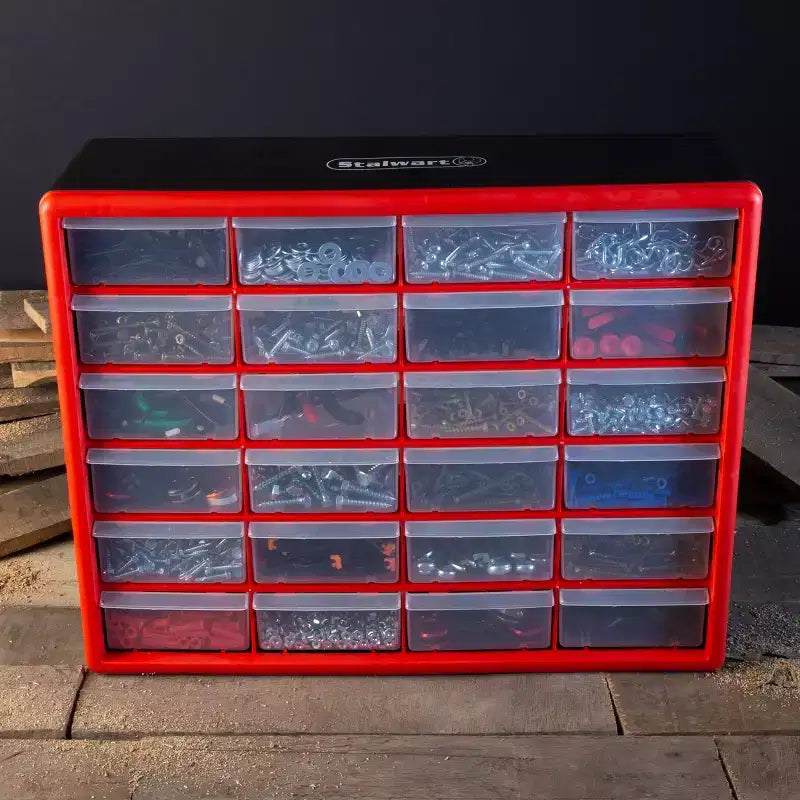 24-Drawer Plastic Storage Cabinet & Compartment Organizer – Wall Mount or Desktop
