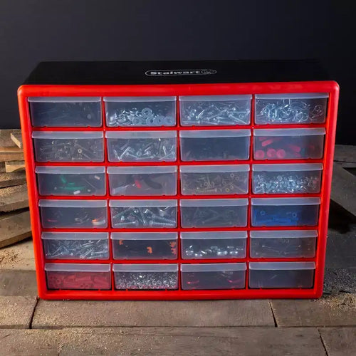 24-Drawer Plastic Storage Cabinet & Compartment Organizer – Wall Mount or Desktop