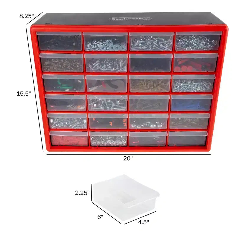 24-Drawer Plastic Storage Cabinet & Compartment Organizer – Wall Mount or Desktop
