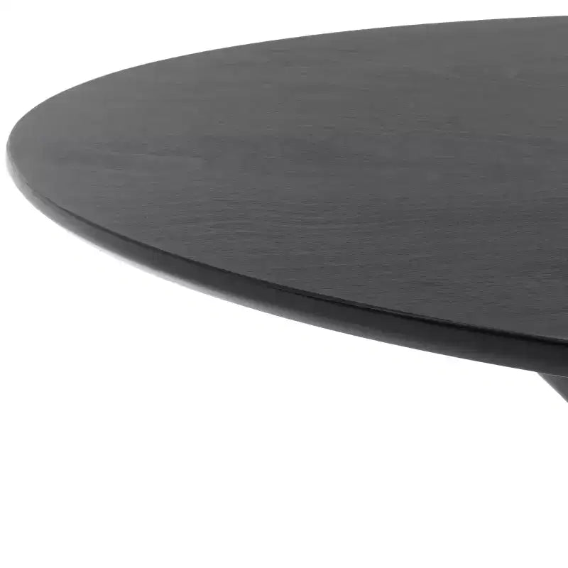47" Round Modern Dining Table – Matte Black, Rubberwood & MDF, Seats 4–6