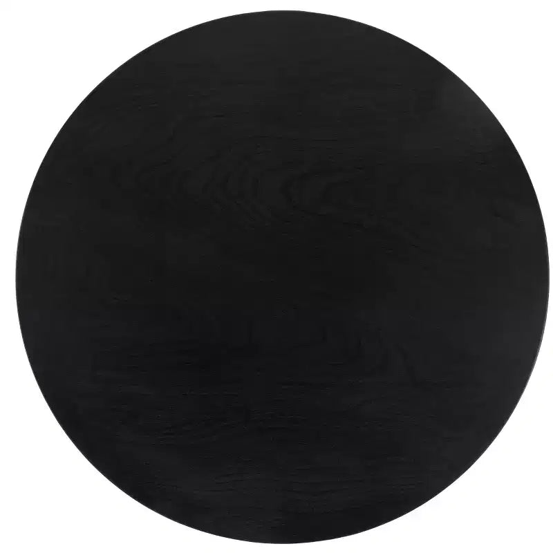 47" Round Modern Dining Table – Matte Black, Rubberwood & MDF, Seats 4–6