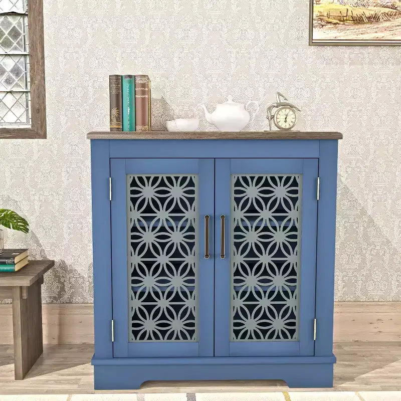 31.5" Storage Sideboard Buffet Cabinet – 4 Shelves, Tempered Glass Doors, MDF