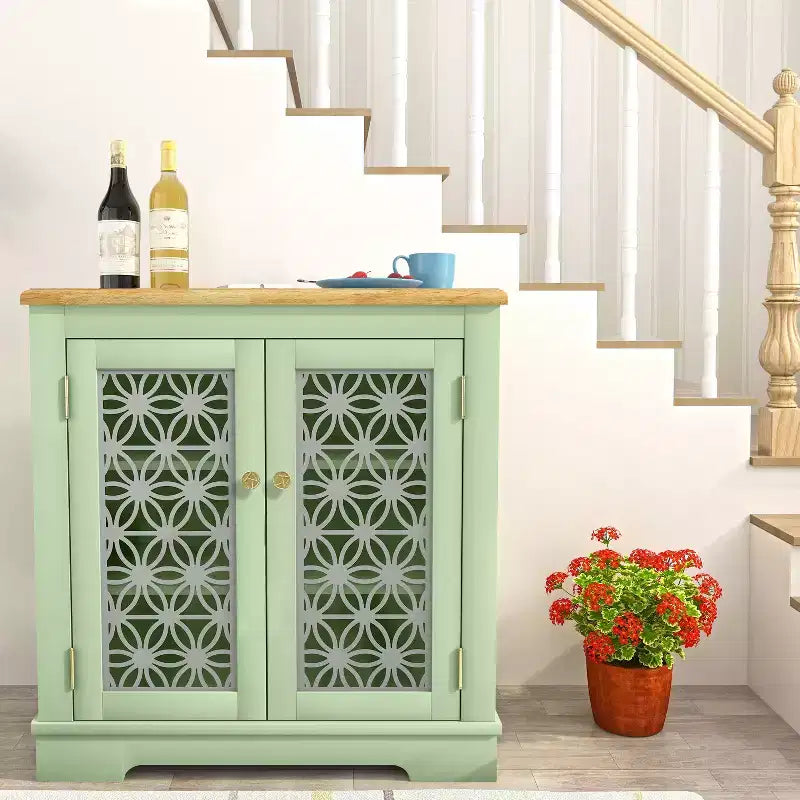 31.5" Storage Sideboard Buffet Cabinet – 4 Shelves, Tempered Glass Doors, MDF