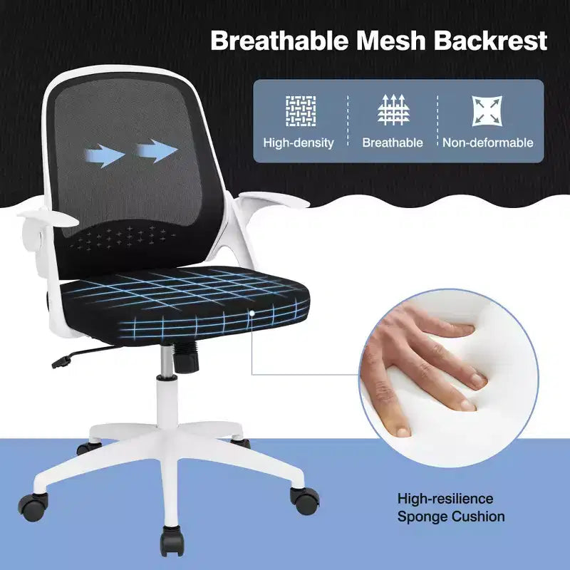 Ergonomic Mesh Office Chair with Flip-Up Arms – Lumbar Support, 330 lb, Adjustable Height