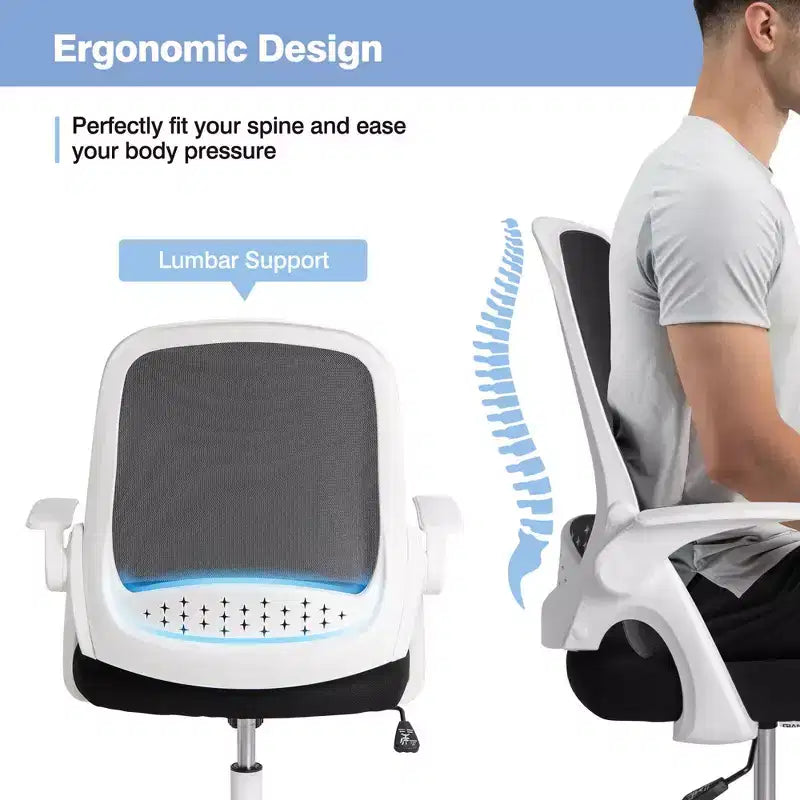 Ergonomic Mesh Office Chair with Flip-Up Arms – Lumbar Support, 330 lb, Adjustable Height