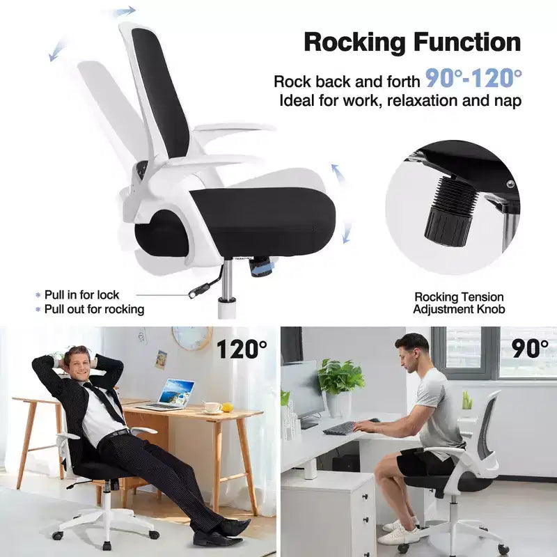 Ergonomic Mesh Office Chair with Flip-Up Arms – Lumbar Support, 330 lb, Adjustable Height