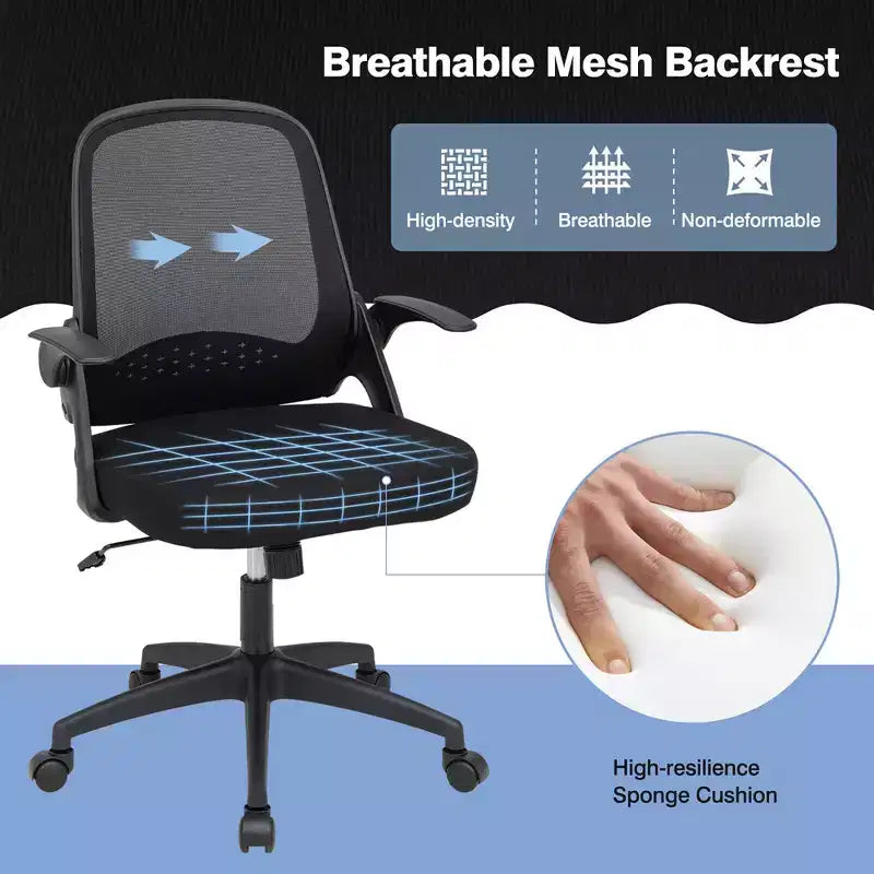 Ergonomic Mesh Office Chair with Flip-Up Arms – Lumbar Support, 330 lb, Adjustable Height