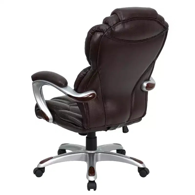 High-Back Executive Swivel Office Chair – LeatherSoft, Lumbar Support, 250 lb, 2-Year Warranty
