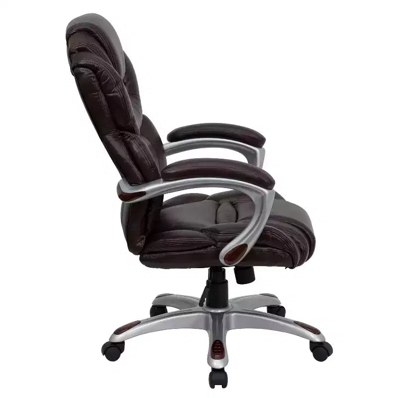 High-Back Executive Swivel Office Chair – LeatherSoft, Lumbar Support, 250 lb, 2-Year Warranty