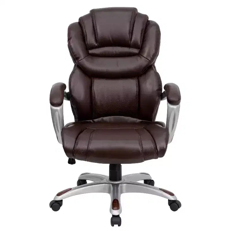 High-Back Executive Swivel Office Chair – LeatherSoft, Lumbar Support, 250 lb, 2-Year Warranty