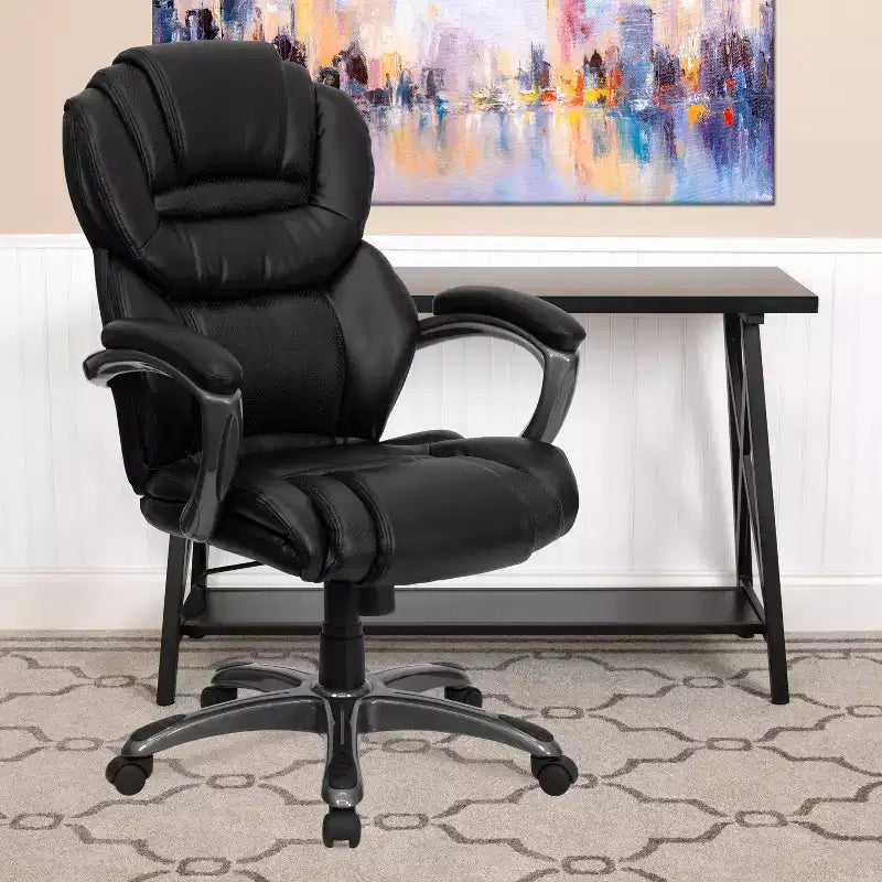 High-Back Executive Swivel Office Chair – LeatherSoft, Lumbar Support, 250 lb, 2-Year Warranty