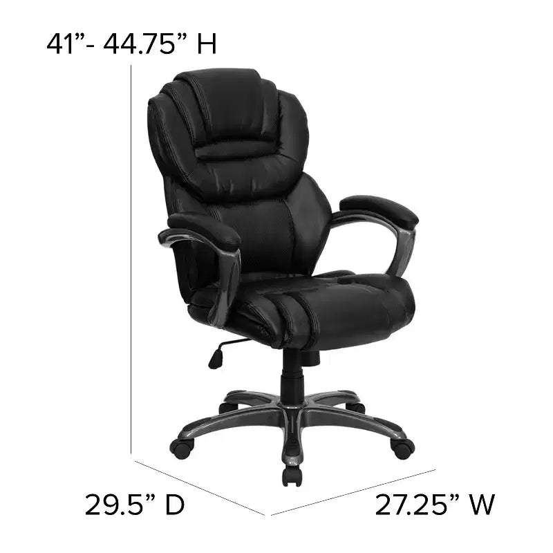 High-Back Executive Swivel Office Chair – LeatherSoft, Lumbar Support, 250 lb, 2-Year Warranty
