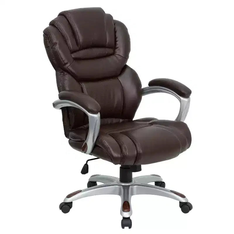 High-Back Executive Swivel Office Chair – LeatherSoft, Lumbar Support, 250 lb, 2-Year Warranty