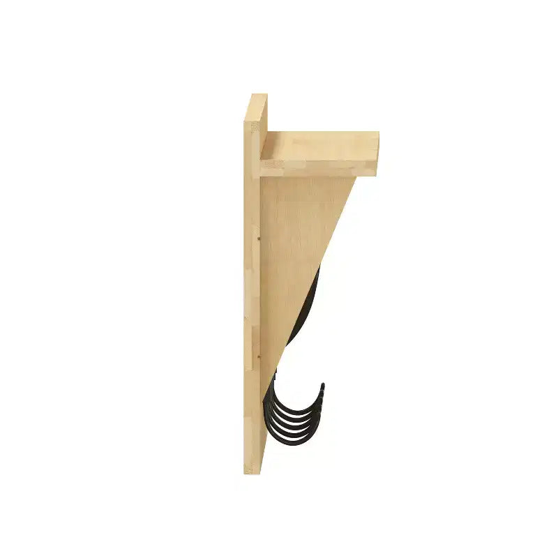 Rustic Wall Mounted Entryway Shelf with 5 Hooks – Solid Wood, Whitewashed, 33 lb Capacity