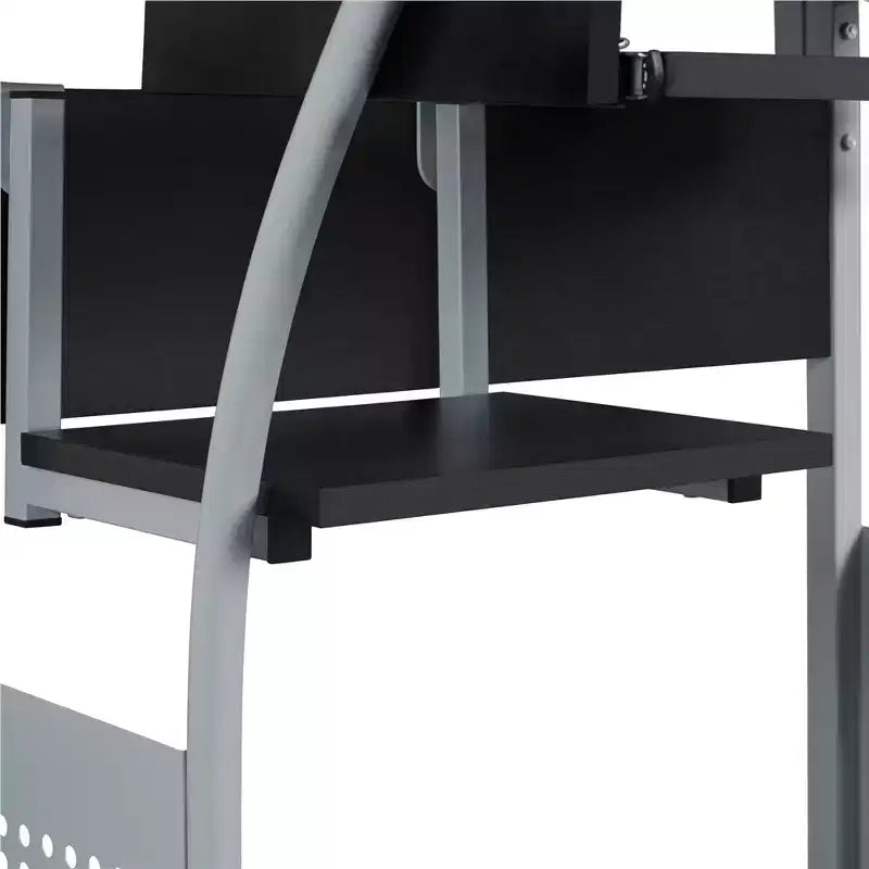Computer Desk with Printer Shelf, Keyboard Tray & Storage Rack – 52"H, Iron Frame