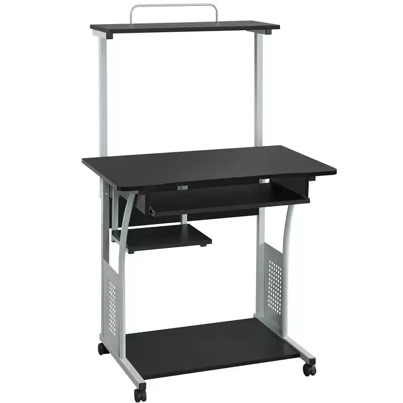 Computer Desk with Printer Shelf, Keyboard Tray & Storage Rack – 52"H, Iron Frame