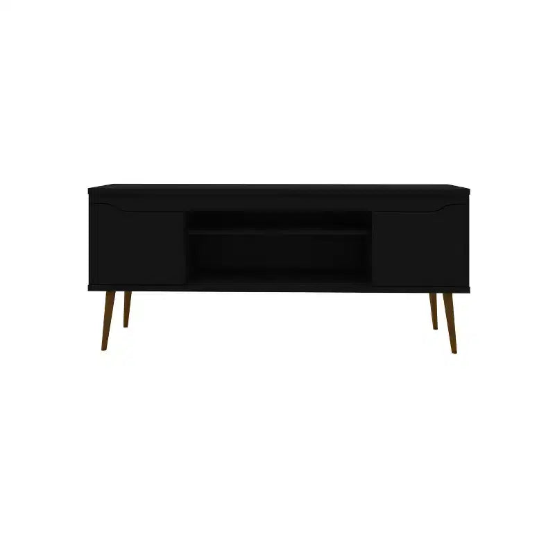 TV Stand for TVs up to 60" – 63"W, 2 Cabinet Doors, Open Shelves, Cord Management