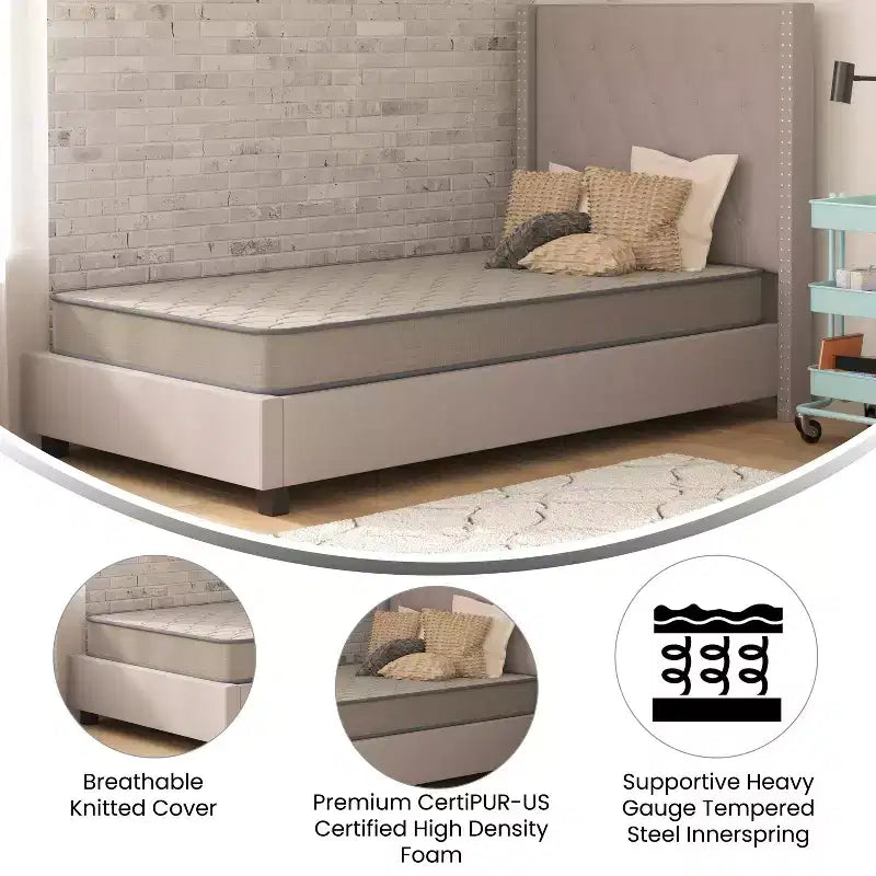 Medium Firm Hybrid Innerspring Mattress – Pocket Coils, CertiPUR-US Foam, Bed in a Box