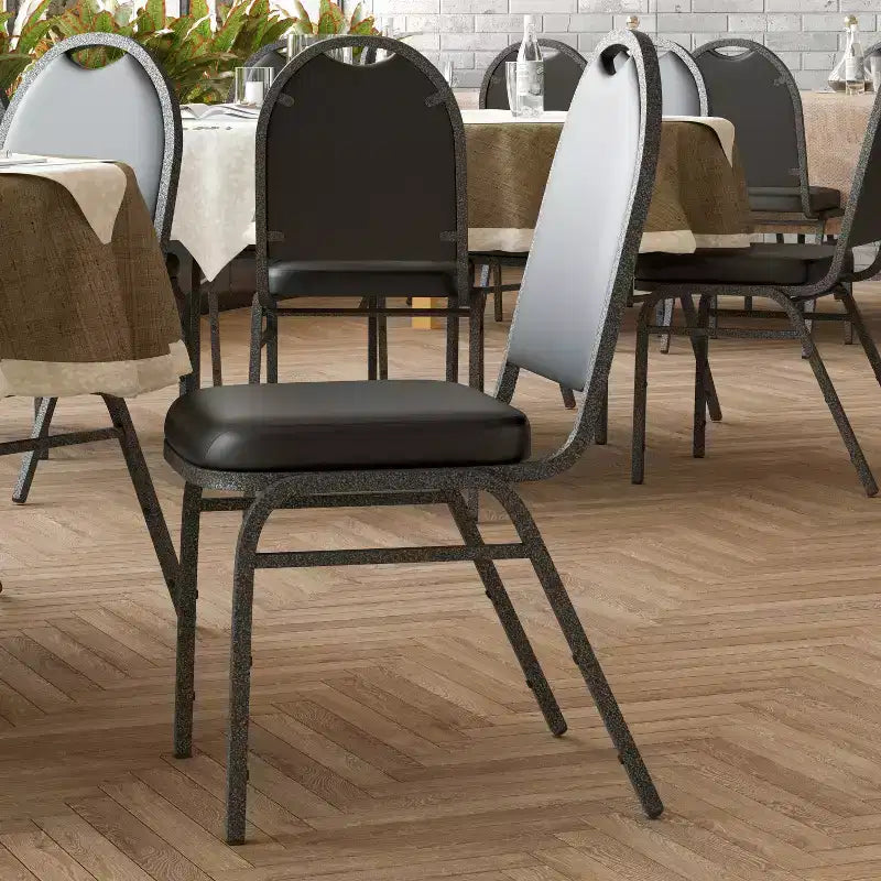Dome Back Stacking Banquet Chair – 500 lb, Vinyl Upholstery, Steel Frame, Stacks 10 High