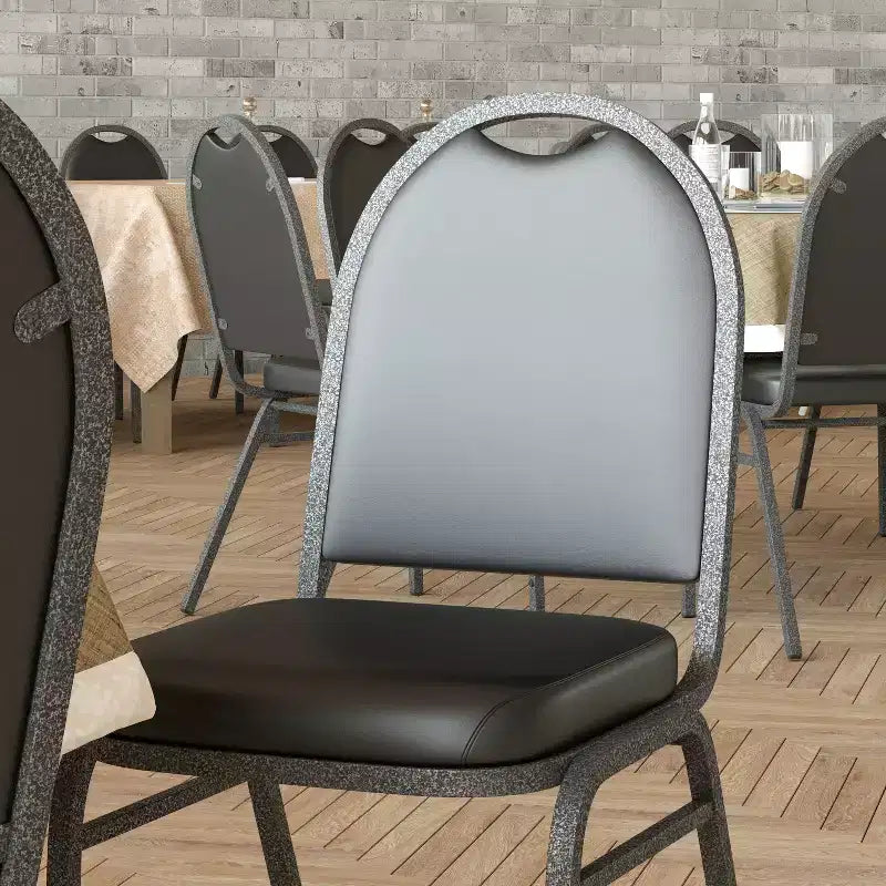 Dome Back Stacking Banquet Chair – 500 lb, Vinyl Upholstery, Steel Frame, Stacks 10 High