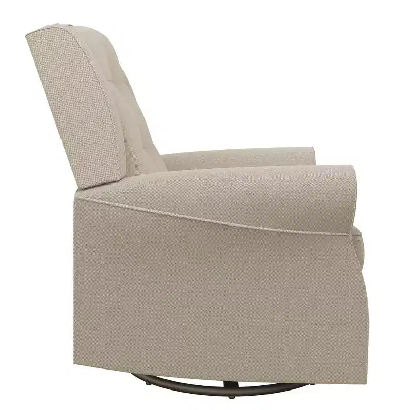 Nursery Tufted Wingback Gliding Chair – Linen Upholstery, 360° Swivel, 250 lb Capacity