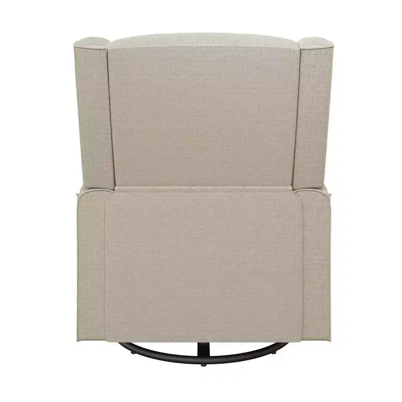 Nursery Tufted Wingback Gliding Chair – Linen Upholstery, 360° Swivel, 250 lb Capacity
