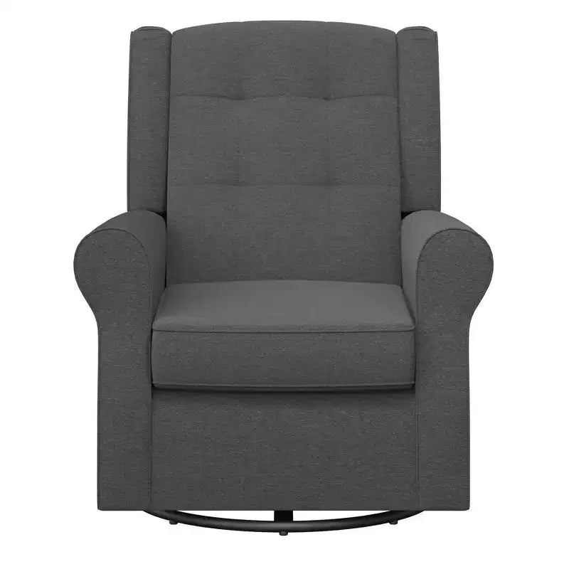 Nursery Tufted Wingback Gliding Chair – Linen Upholstery, 360° Swivel, 250 lb Capacity