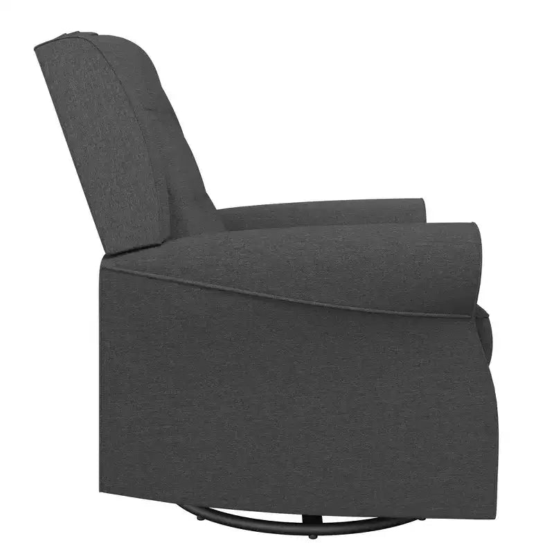 Nursery Tufted Wingback Gliding Chair – Linen Upholstery, 360° Swivel, 250 lb Capacity
