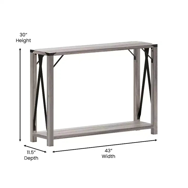 Modern Farmhouse Sofa Table – Engineered Wood, Powder-Coated Steel Accents, 75 lb Capacity