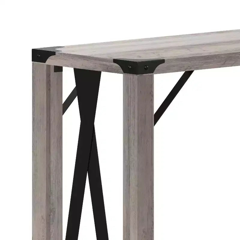 Modern Farmhouse Sofa Table – Engineered Wood, Powder-Coated Steel Accents, 75 lb Capacity