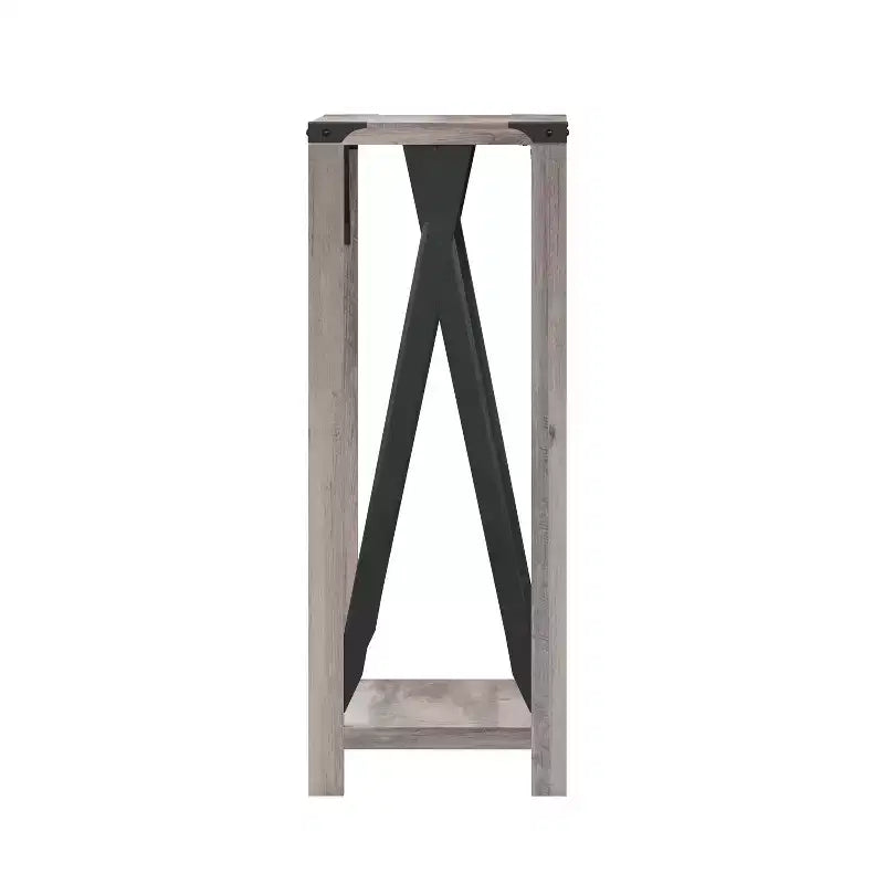 Modern Farmhouse Sofa Table – Engineered Wood, Powder-Coated Steel Accents, 75 lb Capacity