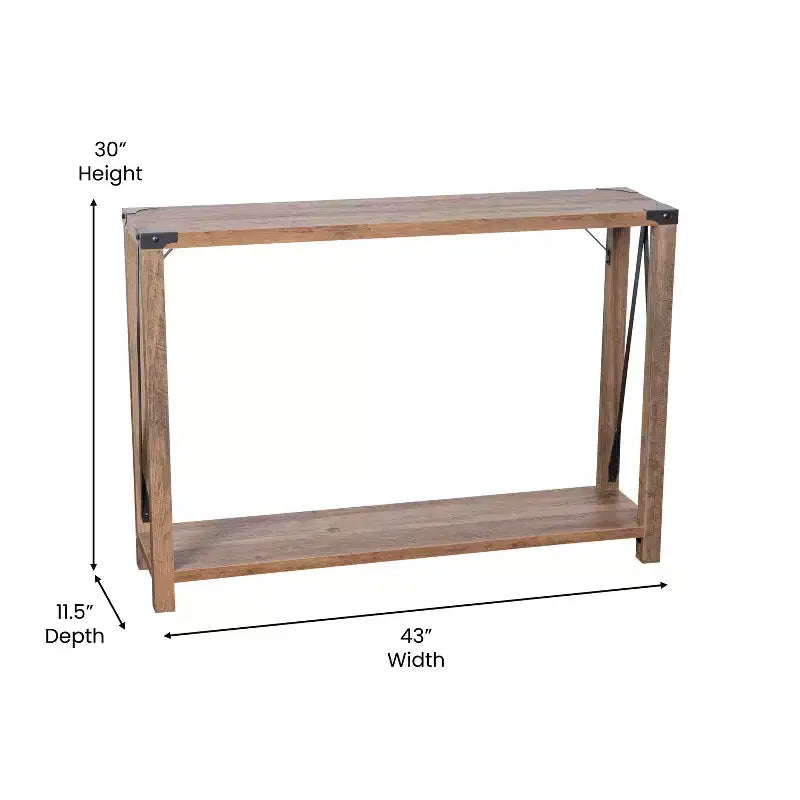 Modern Farmhouse Sofa Table – Engineered Wood, Powder-Coated Steel Accents, 75 lb Capacity
